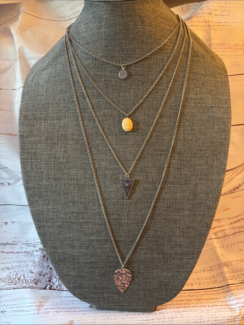 paparazzi Silver-Tone Layered Necklace with Yellow Accent Stone